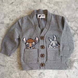 Disney Gray Cardigan with Cartoon Characters